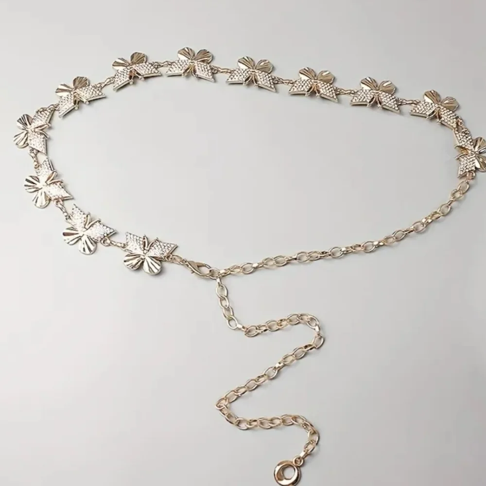 Y2K Butterfly Metal Rhinestone Stone Waist Chain